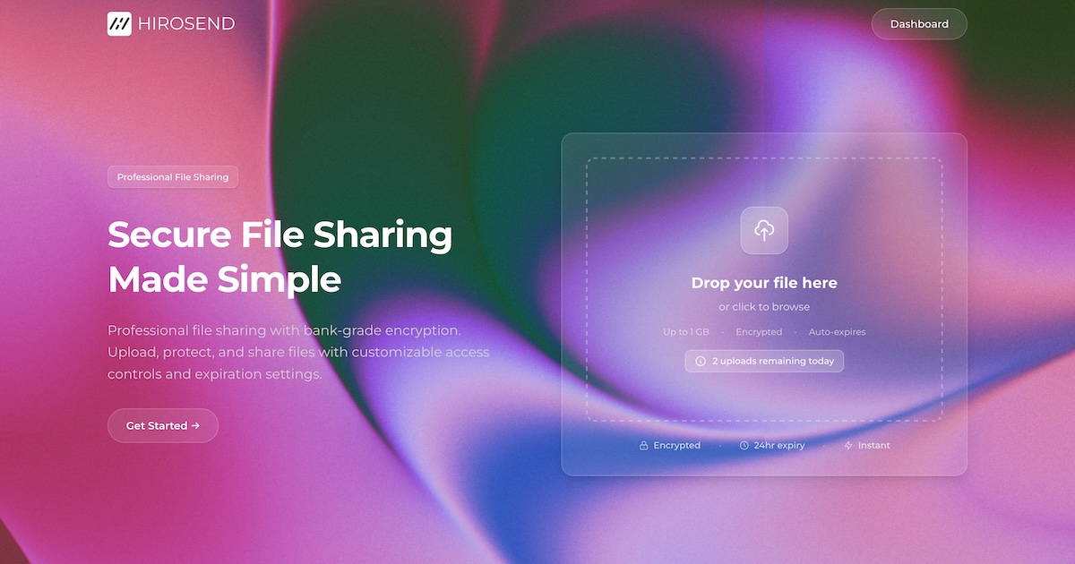 Show HN: Hirosend – Simple Encrypted File Sharing
